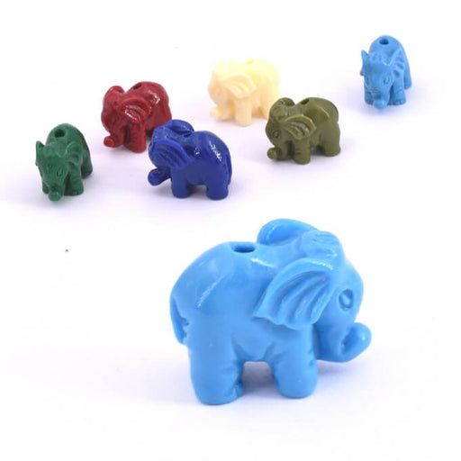 Elephant resin bead turquoise - 11x14x8mm - Hole: 1.2mm (1)