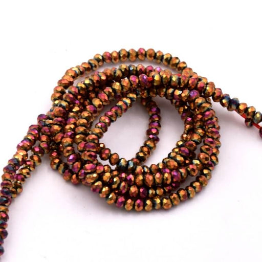 Buy Purple bronze faceted glass rondelle bead 2x1.5mm (1 strand-35cm)