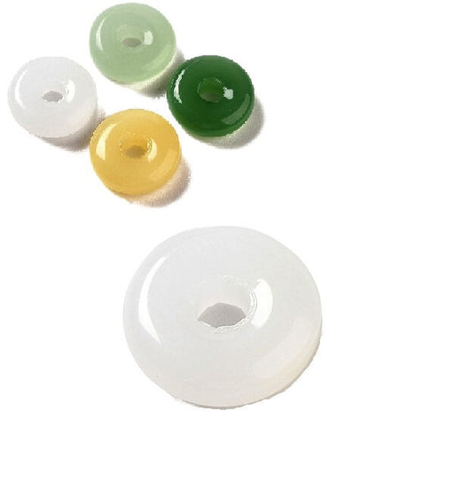 Donut rondelle bead White jade imitation - 10x3.5mm (4)