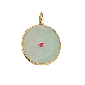 Round pendant in green enamel and rose flash gold 20x21mm (1)