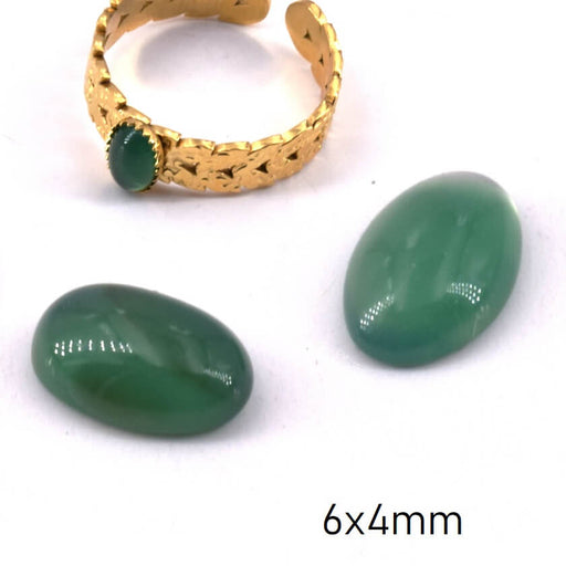 Oval cabochon Natural green onyx - 6x4mm (2)