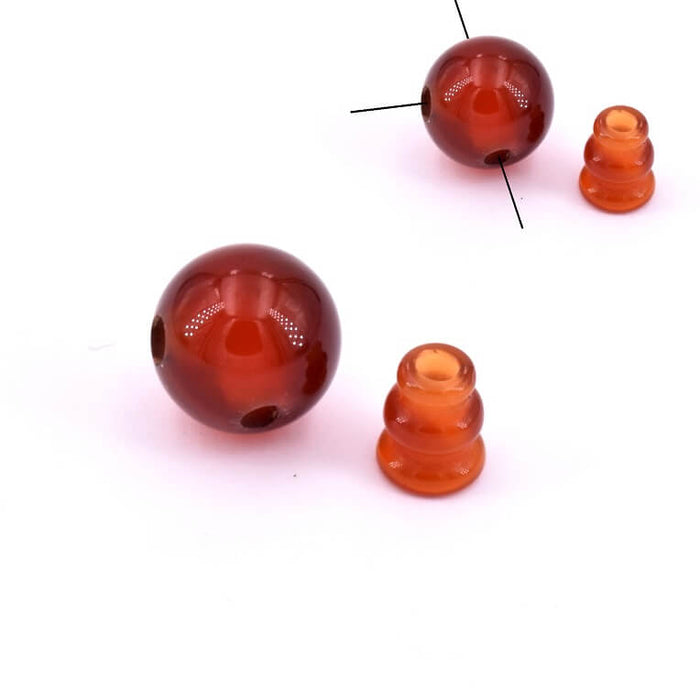 Carnelian guru bead 10mm and cone (1)