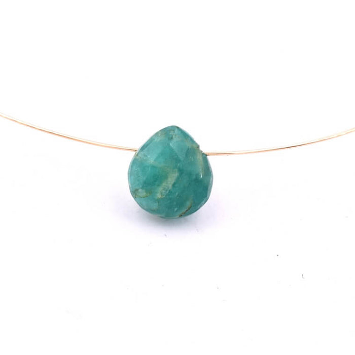 Pear drop bead pendant faceted Amazonite - 7.5x7mm-hole: 0.5mm (1)