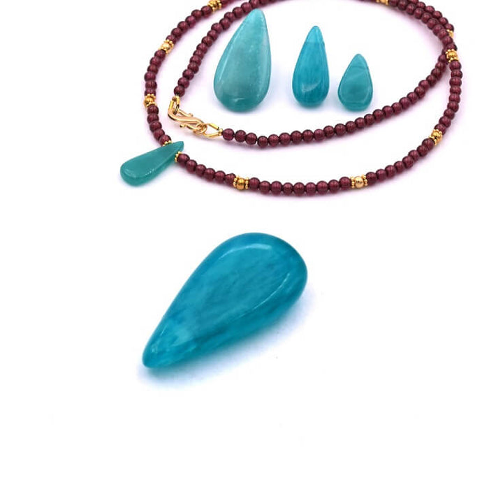 Drop flat pendant from Russian Amazonite 24-19x12-10mm (1)