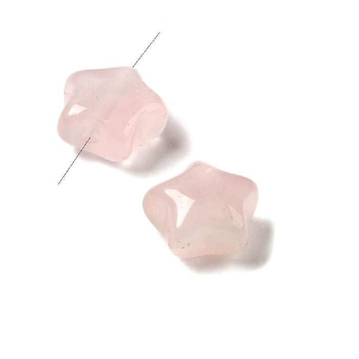 Carved star bead Rose Quartz 10mm - Hole: 1.2mm (2)