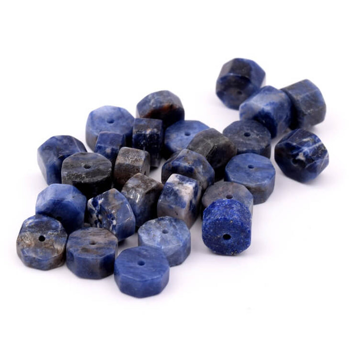 Sodalite Octagon Rondelle Beads 3-6x10mm - Hole: 1.2mm (26)