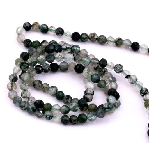 Buy Faceted green agate bead 3mm - Hole: 0.8mm (1 Strand -39cm)