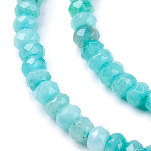 Buy Jade faceted rondelle bead dyed Aqua blue 4x3mm (1 strand-35cm)