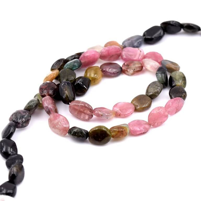 Tourmaline mix flat oval nugget bead - 6mm (1 Strand - 33cm)