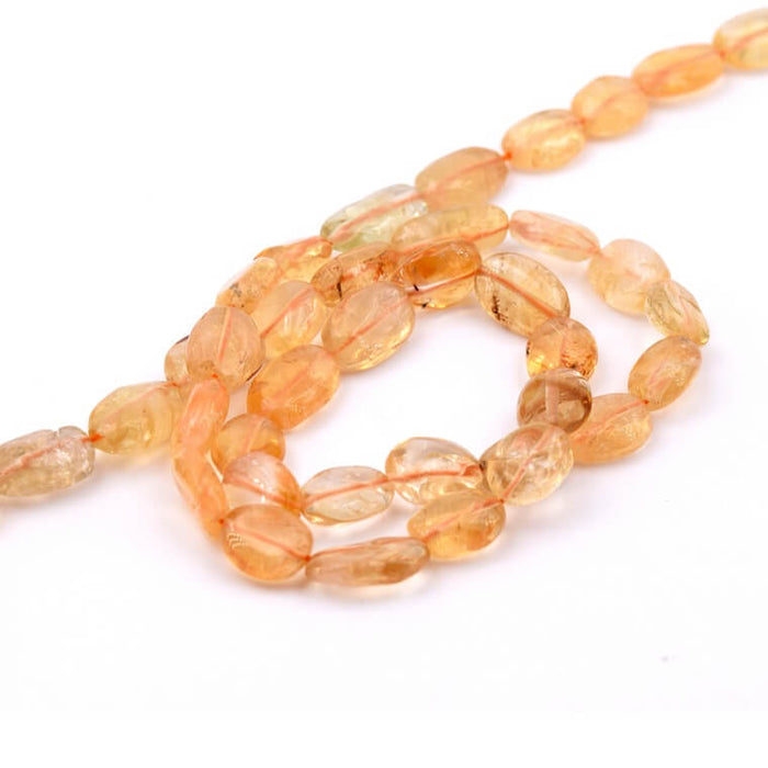 Citrine flat oval nugget bead - 8x6mm (1 Strand - 32cm)
