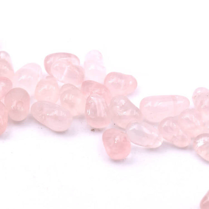 Rose quartz drop bead pendant 6-12x5-9mm - Hole: 0.4mm (25)
