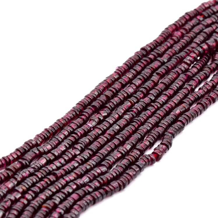 Garnet heishi bead 4x1.5-3mm - Hole: 0.5mm (1 strand - 32cm)