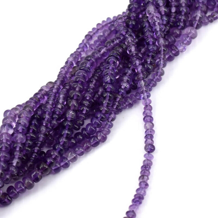 Amethyst rondelle bead 4-5x3-4mm - Hole: 0.5mm (1 Strand-31cm)