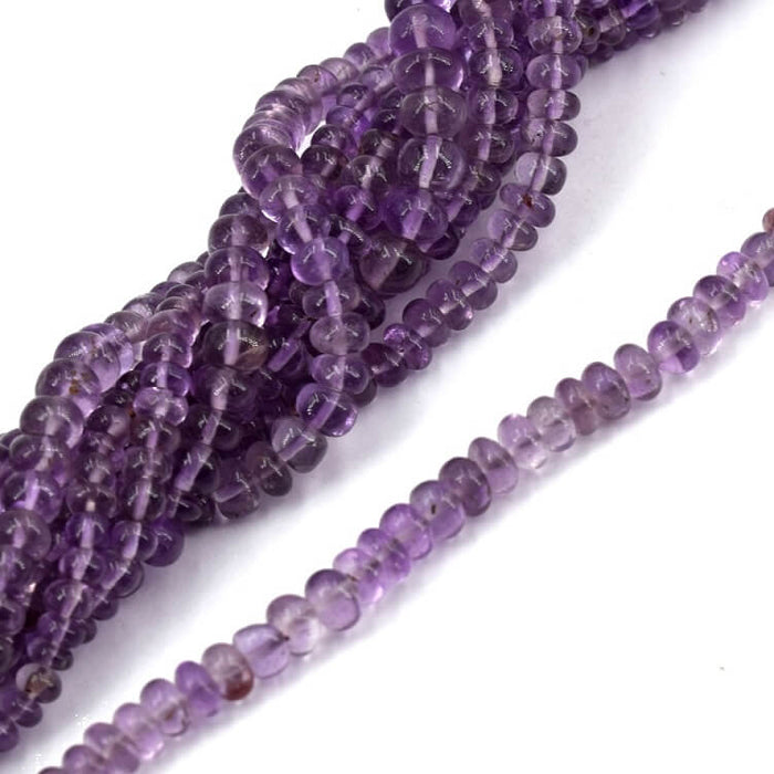 Amethyst rondelle bead 6-8x3-5mm - Hole: 0.5mm (1 Strand-30cm)