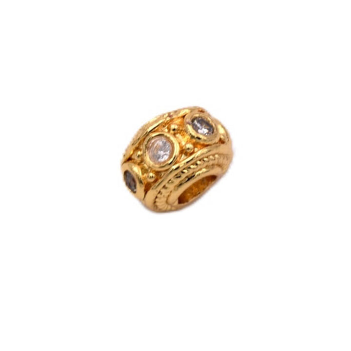 Heishi bead golden brass and zircon 5x9mm - Hole: 2. 5mm (1)