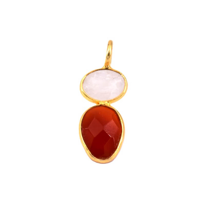 Carnelian and moonstone pendant 16x8mm (1)