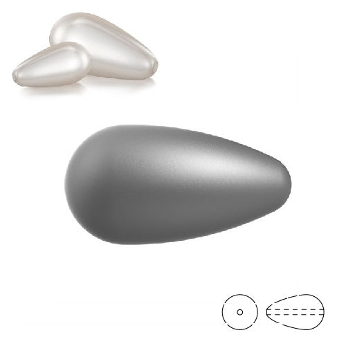 Pearshape Preciosa Dark Gray Pear Pearl Beads 15x8mm (3)