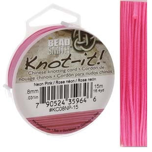 Buy Braided nylon thread cord - 0.8mm - Pink - 15m spool (1)