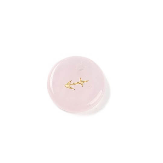 Pendant rose quartz 12mm zodiac sign Sagittarius - Hole: 1mm (1)