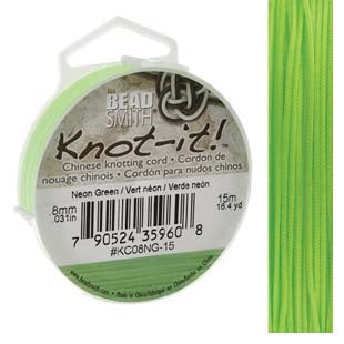 Buy Braided nylon wire cord - 0.8mm - Neon green - 15m spool (1)