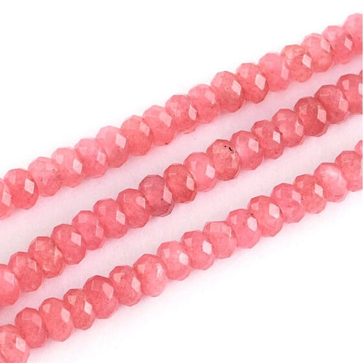 Jade faceted rondelle bead dyed Pink 4x2mm (1 strand-35cm)