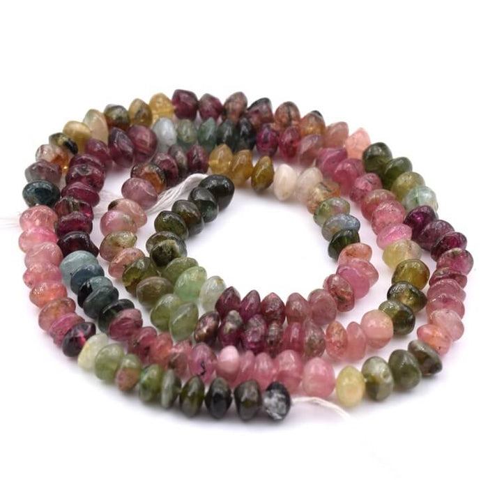 Tourmaline Bicone Button Beads 5-6x3-4mm - Hole: 0.5mm (1 Strand - 43cm)