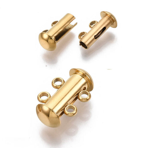Buy Sliding Clasp 2 Rows Golden Stainless Steel 15mm (1)
