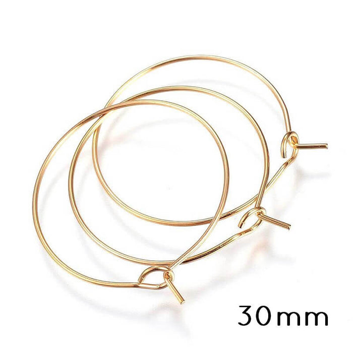 Stainless Steel Hoop Earring Findings-Golden- 30mm-0.7mm (4)