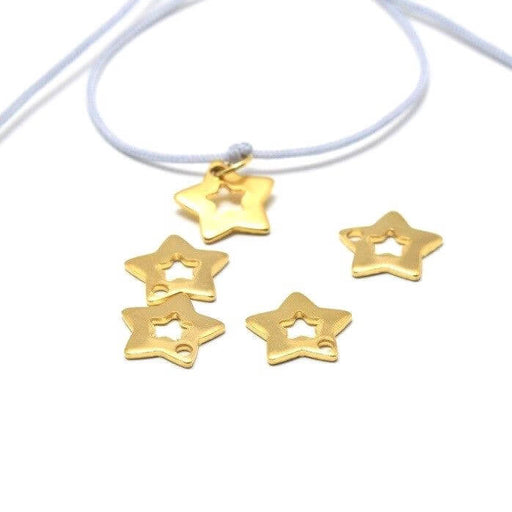 Pendants Hollow Star Stainless Steel Gold 11x12x1mm Hole: 1,5mm (4)