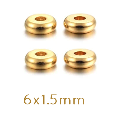 Heishi Beads Stanless Steel Golden 6x1.5mm Hole: 2mm (10)