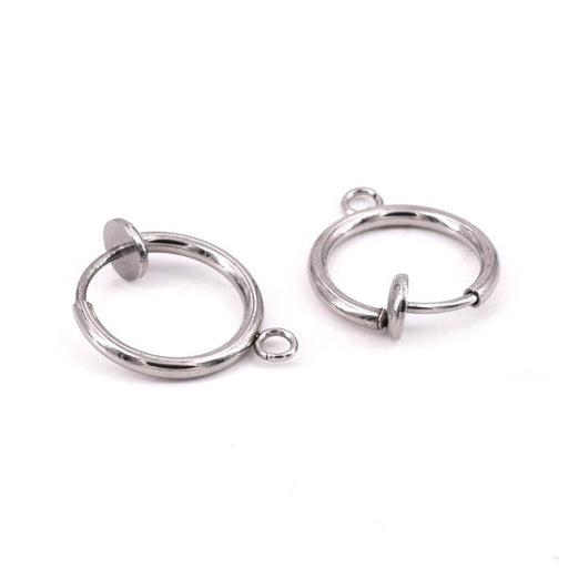 Clip-on Earrings Hoop Stainless Steel with ring - 13mm (2)