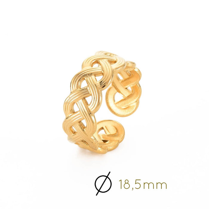 Ring Open Braid Gold Stainless Steel 8.5mm (1)