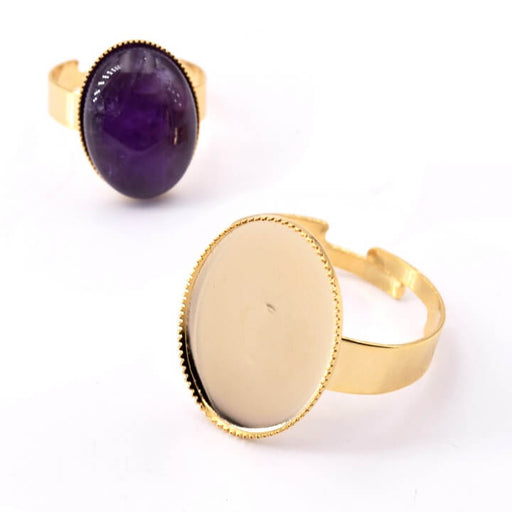Ring For Cabochon golden Stainless Steel - Oval Cabochon 18x13mm -adjustable (1)