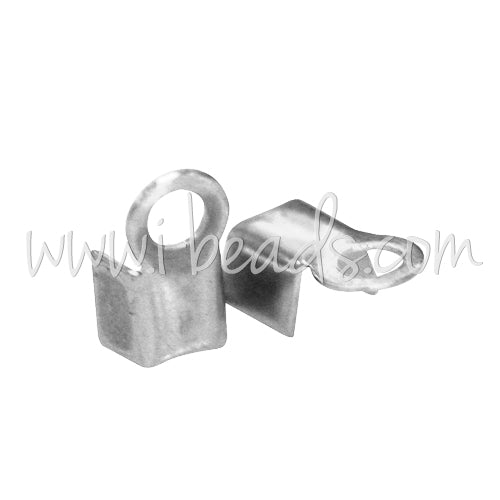 Cord ends fold over metal silver finish 2.5x4mm (10)