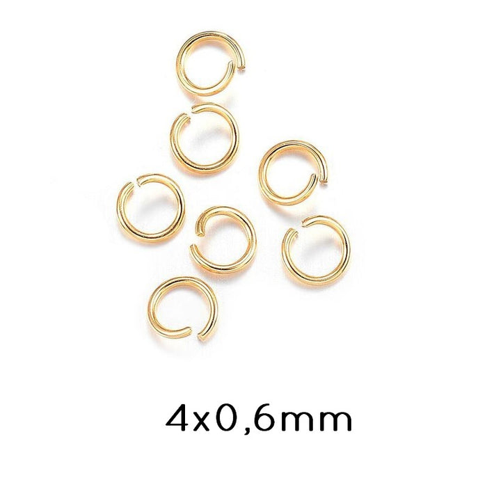 Jump Rings Long Lasting Gold Stainless Steel 4x0.6mm (10)