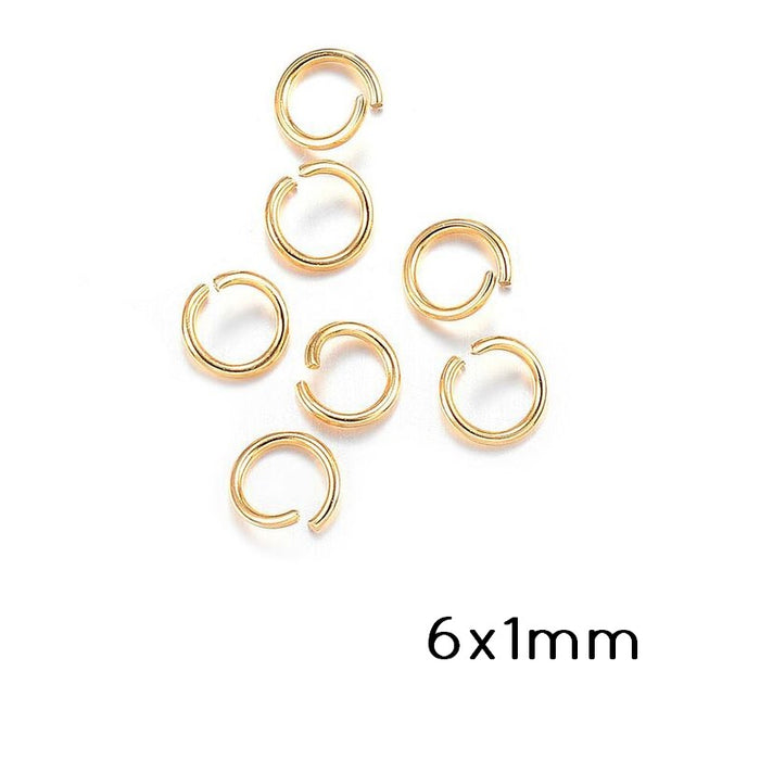 Jump Rings Long Lasting Gold Stainless Steel 6x1mm (10)