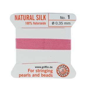 Bead cord natural silk dark pink 0.35mm (1)