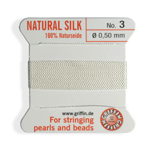 Bead cord natural silk white 0.50mm (1)