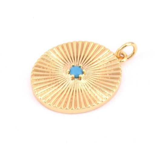 Pendant plated gold quality 20mm- turquoise resin 3mm (1)
