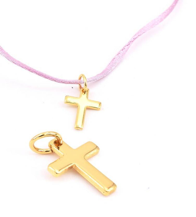 Charm Pendant Cross Golden Plated 13mm (1)