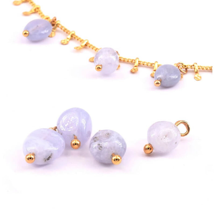 Charms Beads Nugget Agate light Blue 5-10mm - Gold Plated Quality (4)