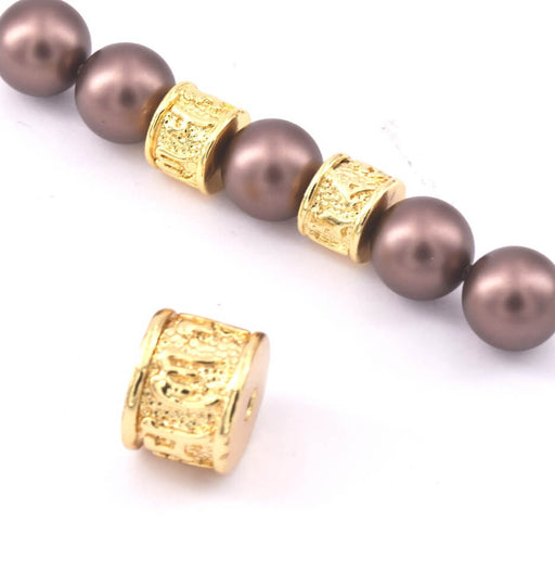 Tube Bead Ethnic Gold Plated, 4.5x7mm, Hole: 2mm (1)