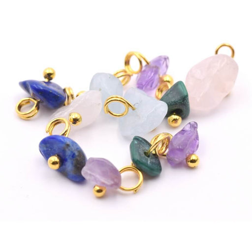 Buy Beads Charms Mix Gemstones 4-10mm With Gold Brass Ring (10)