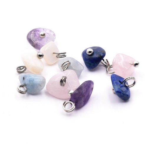 Buy Beads Charms Mix Gemstones 4-10mm With rhodium Brass Ring (10)