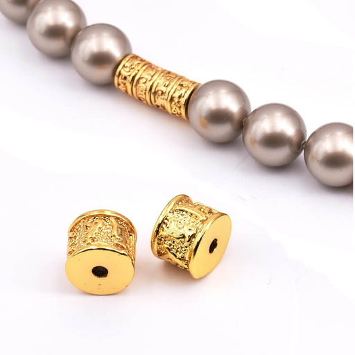 Buy Tube Beads Quality Gold Ethnic Cylinder - 9x7mm - Hole: 1.5mm (1)