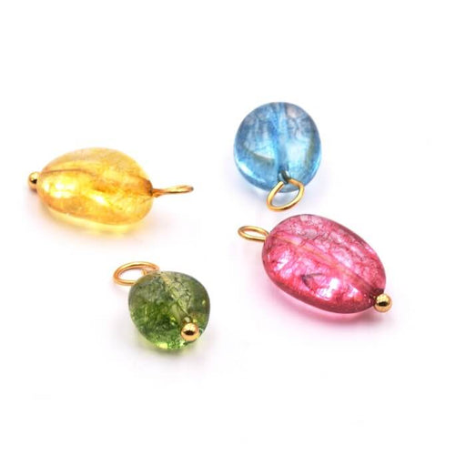Pendants Quartz Oval Mix Color with Gold Steel Wire - 15-10x10-5mm (4)