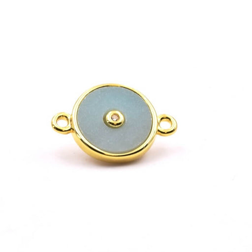 Connector Amazonite and Zircon Golden Brass Quality 12mm (1)
