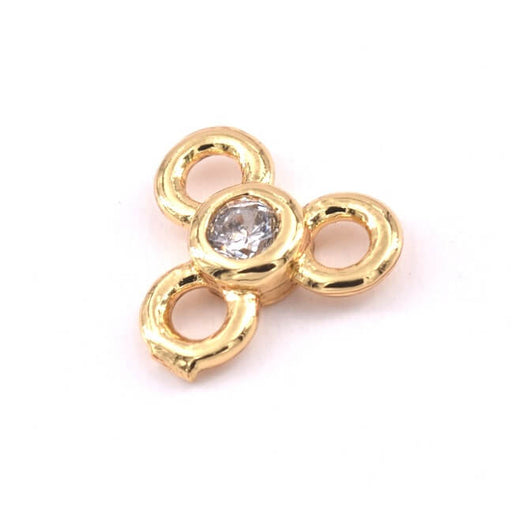 Connector Trio Zircon crystal Golden Brass Quality - 6.5x7mm - Hole: 1.4mm (1)