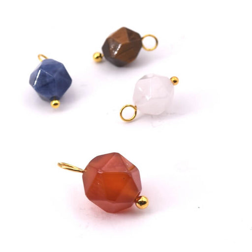 Nugget Bead Charms Orange Agate 5-10mm - Fine Gold Plated Stud (4)