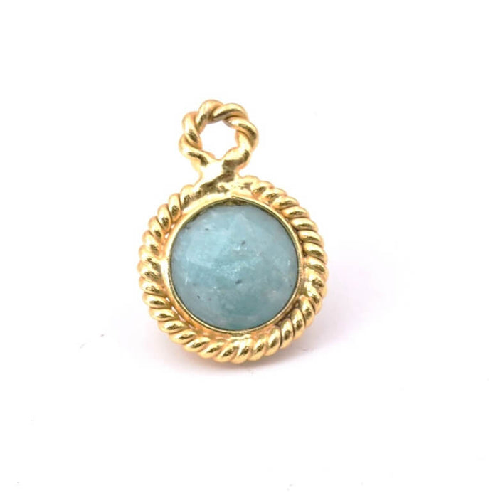 Round Pendant Faceted Amazonite gold flash - 12mm (1)